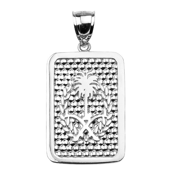 Sterling Silver Saudi Arabia Emblem Engravable Pendant Necklace