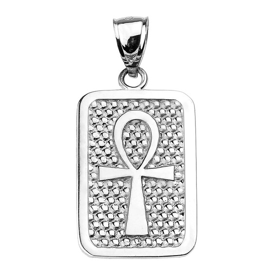 Sterling Silver Egyptian Ankh Cross Engravable Pendant Necklace