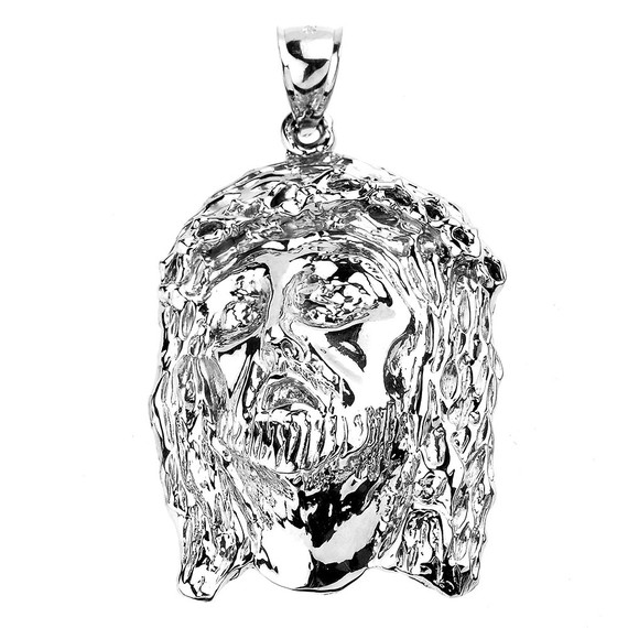 Sterling Silver Jesus Face  Pendant Necklace