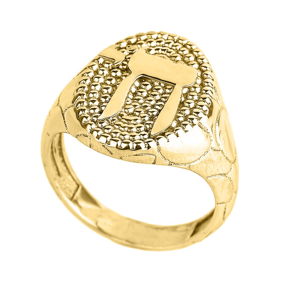 Yellow Gold Chai Men's Ring