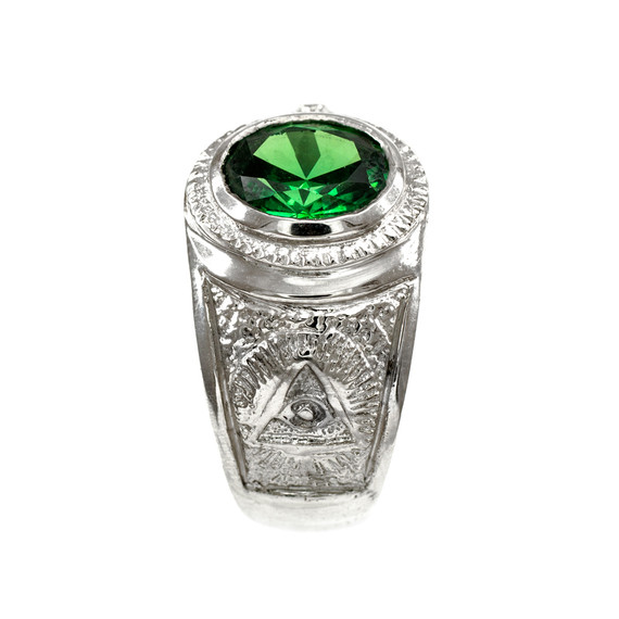 Silver Masonic Men's Birthstone CZ Ring