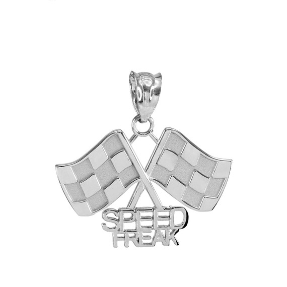 Sterling Silver  Racing Flags with Speed Freak Charm