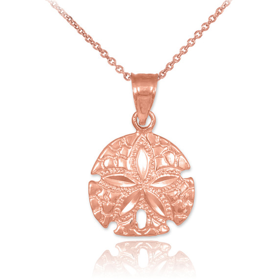 Polished Rose Gold Sand Dollar Charm Pendant Necklace