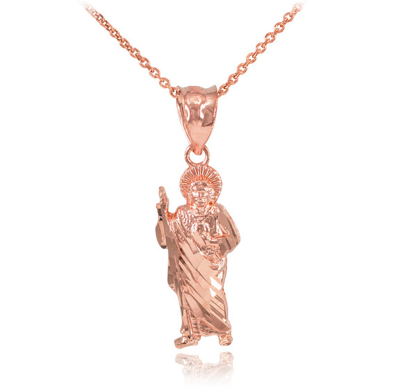 Solid Rose Gold San Judas Necklace