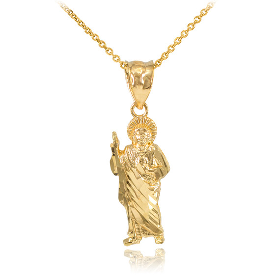 Solid Yellow Gold San Judas Necklace