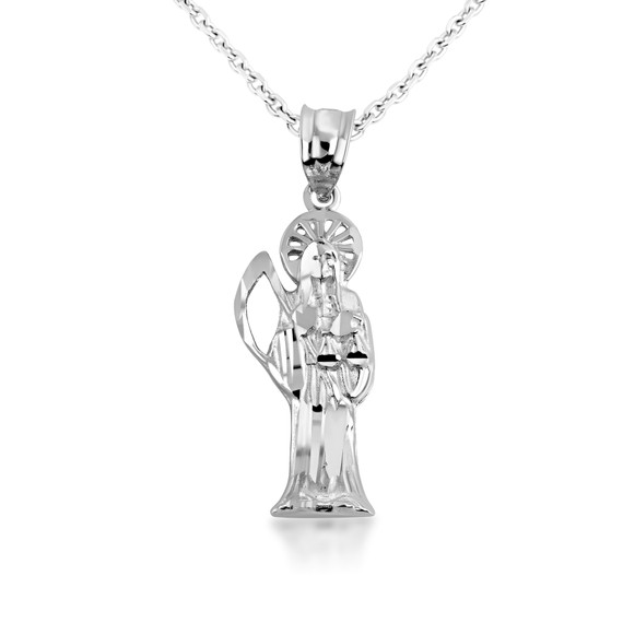 Sterling Silver Santa Muerte Charm Pendant Necklace