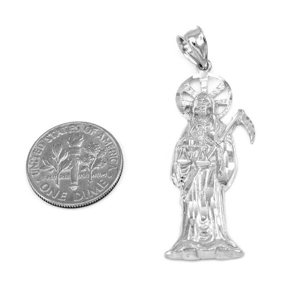 Sterling Silver Santa Muerte Pendant (medium)