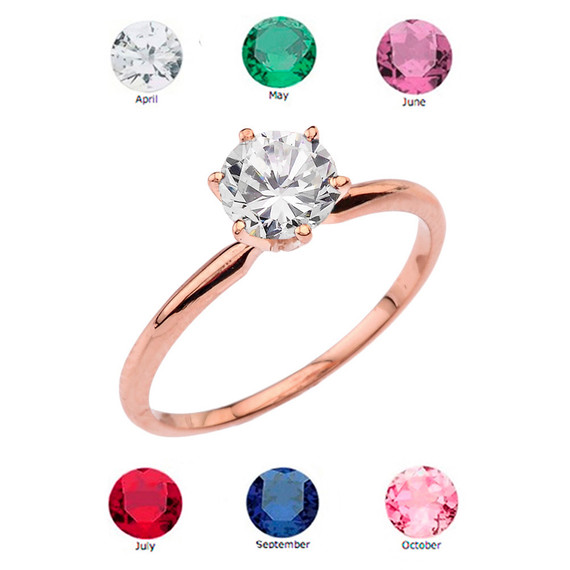 Rose Gold 1.50 ct Cubic Zirconia Dainty Solitaire Engagement Ring