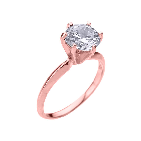 Rose Gold 3.0 ct Cubic Zirconia Solitaire Engagement Ring