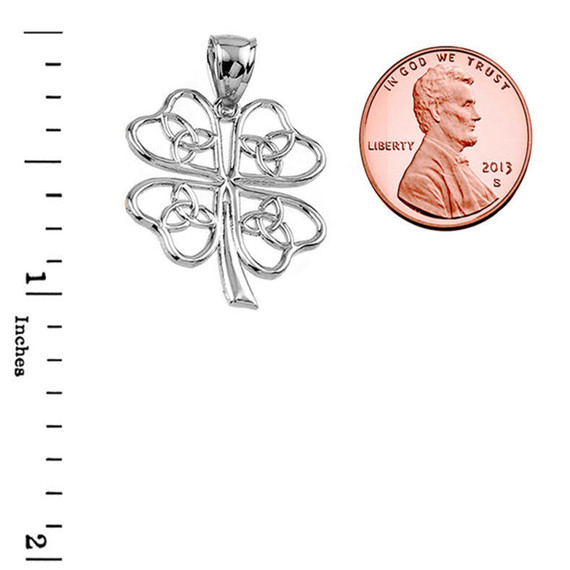 Sterling Silver Celtic Trinity Knot Clover Pendant Necklace