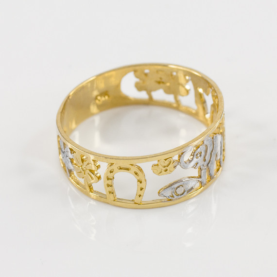 Two-tone Yellow Gold Lucky Ring