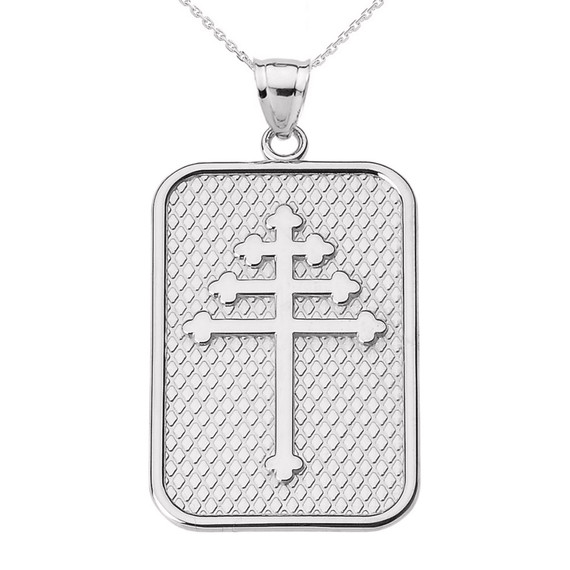 White Gold Maronite Cross Pendant Necklace