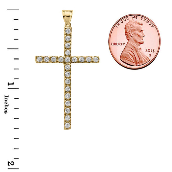 Yellow Gold Diamond Cross Pendant Necklace