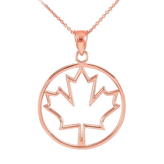 Gold Canadian Maple Leaf Pendant Necklace(Available In Yellow/Rose/White Gold)