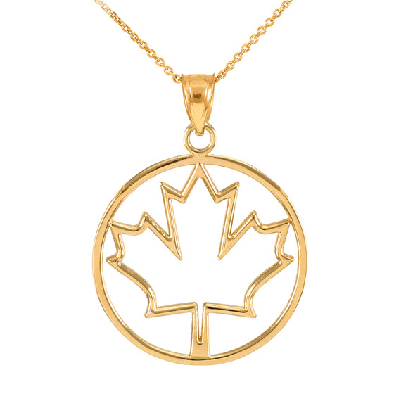 Gold Open Design Maple Leaf Pendant Necklace