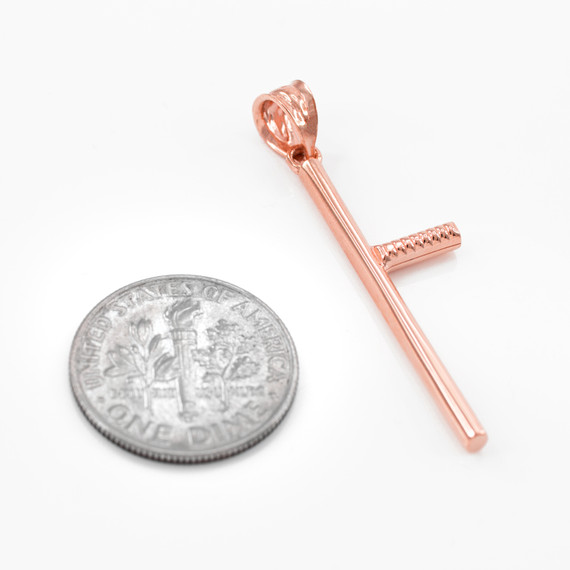 Rose Gold Police Nightstick Baton Pendant Necklace