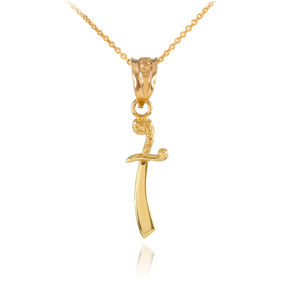 Gold Small Scimitar Sword Pendant Necklace