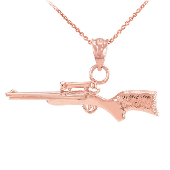 Gold Scope Sniper Rifle Pendant Necklace | Factory Direct Jewelry