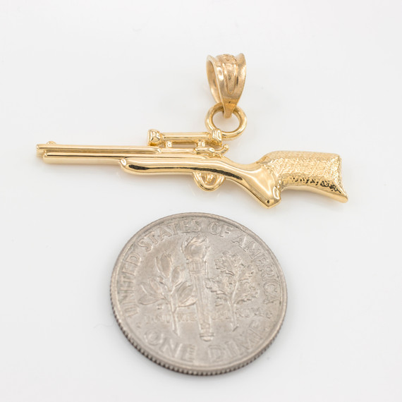 Gold Scope Sniper Rifle Pendant Necklace | Factory Direct Jewelry