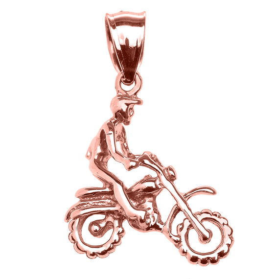 Rose Gold Off Road Mountain Motorcycle Pendant Necklace