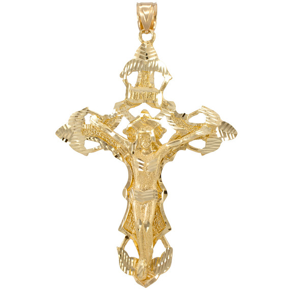 Solid Gold Extra Large Cross INRI Crucifix Pendant