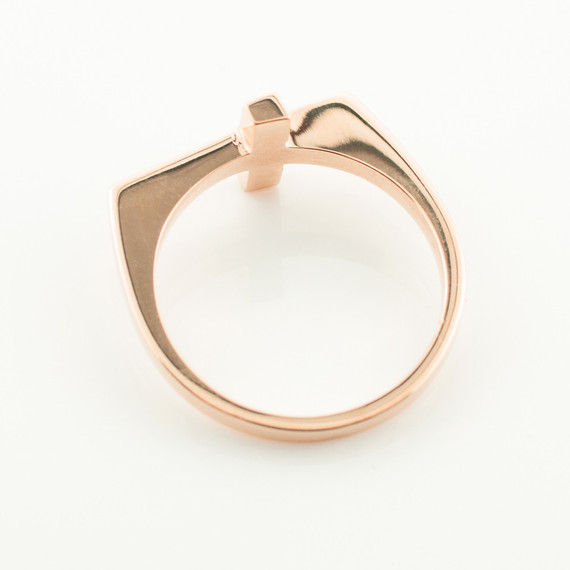 Gold Flat Top Matte Sideways Cross Ring(Available in Yellow/Rose/White Gold)