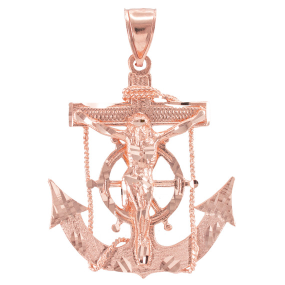 Gold Mariner Crucifix Anchor Cross Pendant(Available in Yellow/Rose/White Gold)