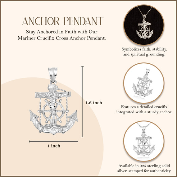 Silver Cross Crucifix Anchor Necklace | Factory Direct Jewlery