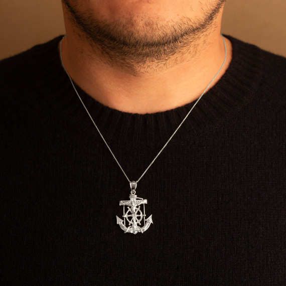 Silver Cross Crucifix Anchor Necklace | Factory Direct Jewlery