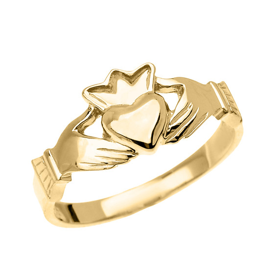 Gold Dainty Ladies Claddagh Ring