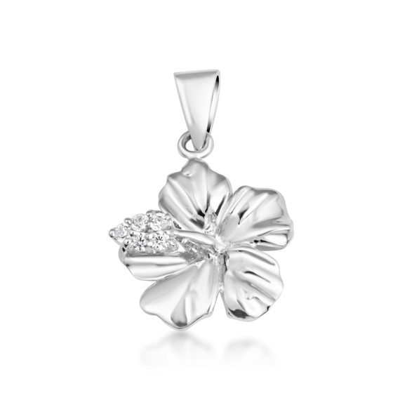 Gold Hibiscus Flower Necklace with Diamonds (Available in Yellow Gold, Rose Gold, White Gold)