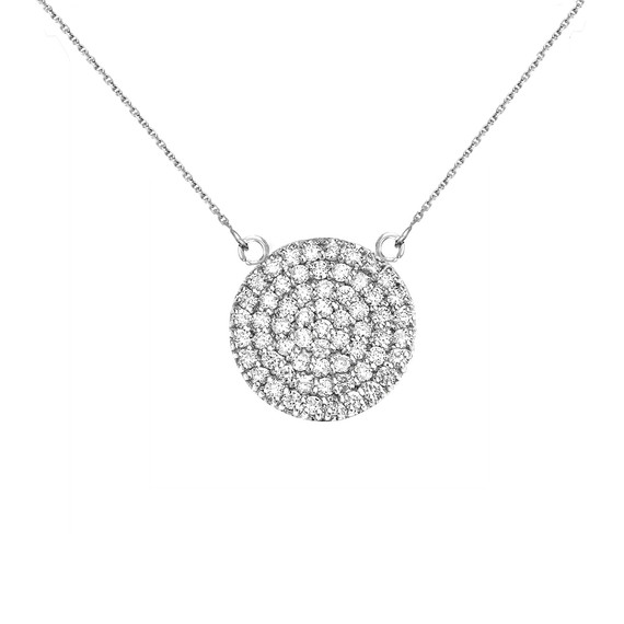 14k White Gold 0.5 Carat Diamond Micro-pave Circle (21 mm) Necklace