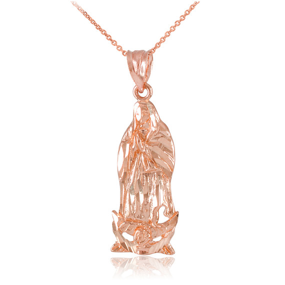 Rose Gold Our Lady of Guadalupe Miraculous Pendant Necklace