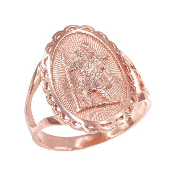 Rose Gold Saint Christopher Oval Women's Ring