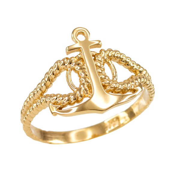 Ladies Gold Fouled Anchor Ring