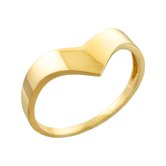 Solid Gold Chevron Ring for Women