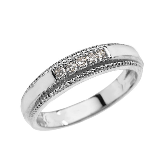 White Gold Cubic Zirconia Wedding Band Ring For Men