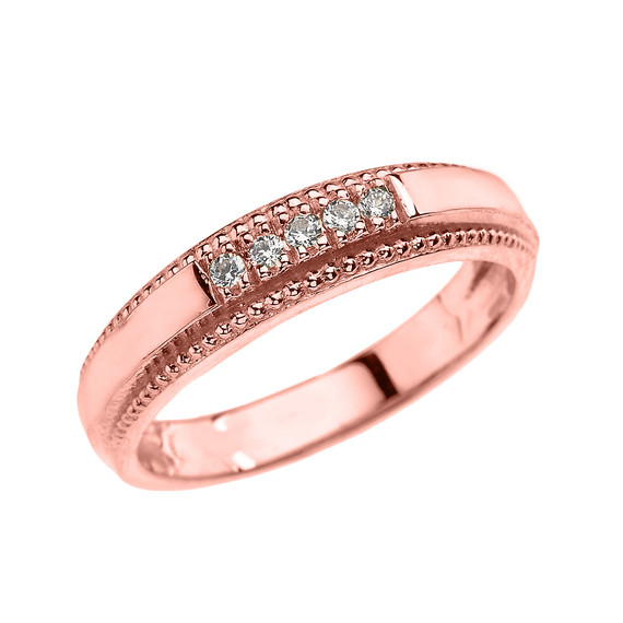 Rose Gold Cubic Zirconia Wedding Band Ring For Men