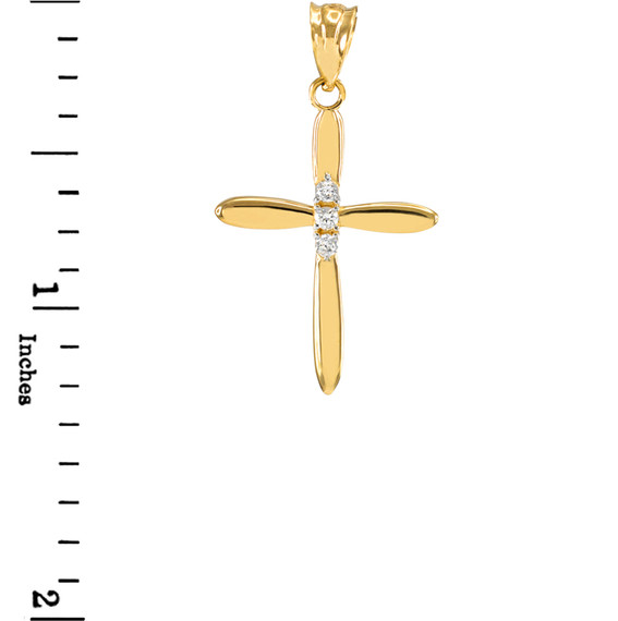 Elegant Gold Diamond Cross Pendant Necklace