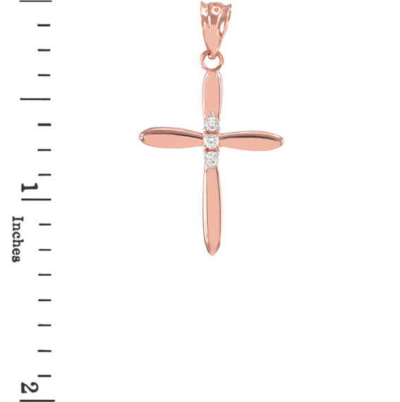 Rose Gold Diamond Cross Elegant Pendant Necklace