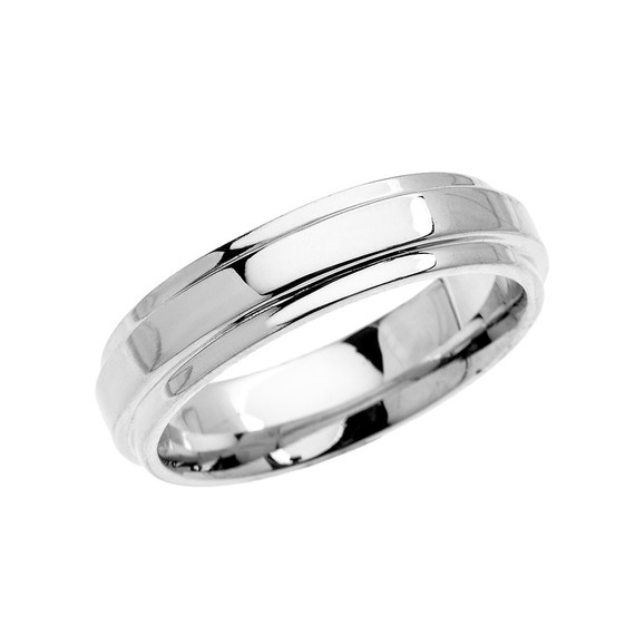 White Gold Elegant Double Layered Wedding Band Ring For Him