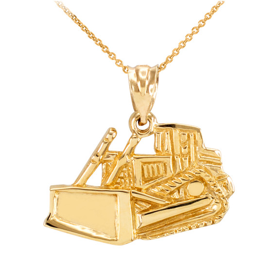 Yellow Gold Bulldozer Pendant Necklace