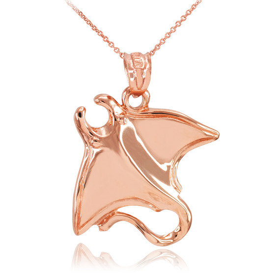 Fine Rose Gold Sting Ray Pendant Necklace