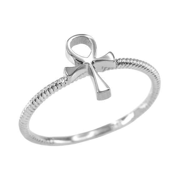 Dainty 925 Sterling Silver Egyptian Ankh Cross Ring