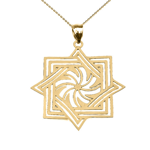 Yellow Gold Armenian Eternity Pendant Necklace