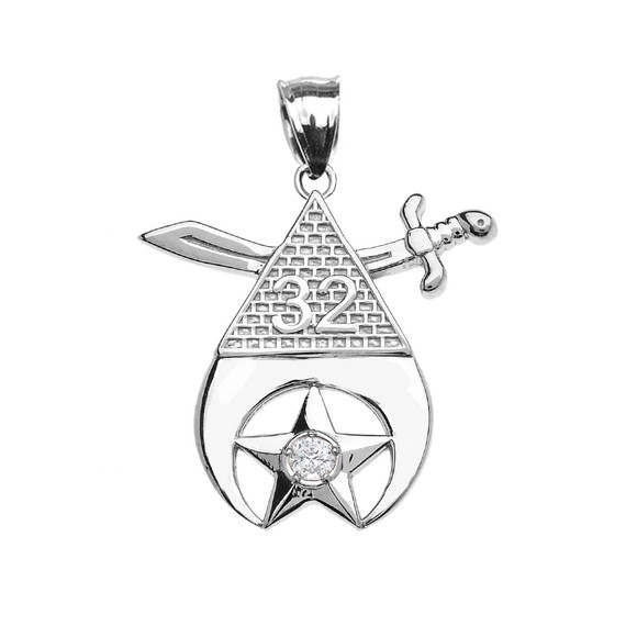 White Gold Freemason Shriners 32nd Degree Diamond Star Eye Of Providence Pendant