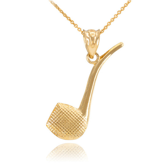 Gold Tobacco Pipe Charm Necklace