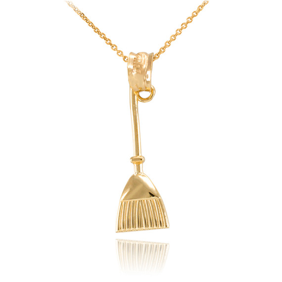 Gold Broom Stick Charm Necklace