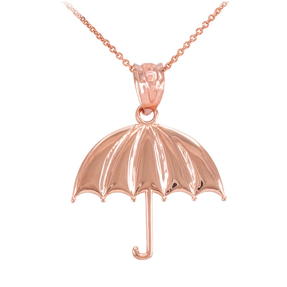 Rose Gold Open Umbrella Pendant Necklace