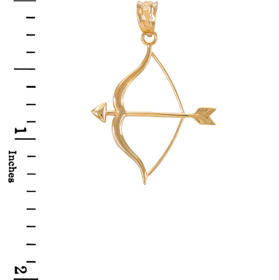 Polished Gold Bow and Arrow Pendant Necklace